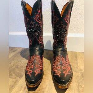 Lucchese Black and Red Heeled Boots